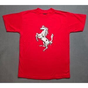 Ferrari Kids Youth Size 10 T‎ Shirt Silver Prancing Horse Bright Red Official